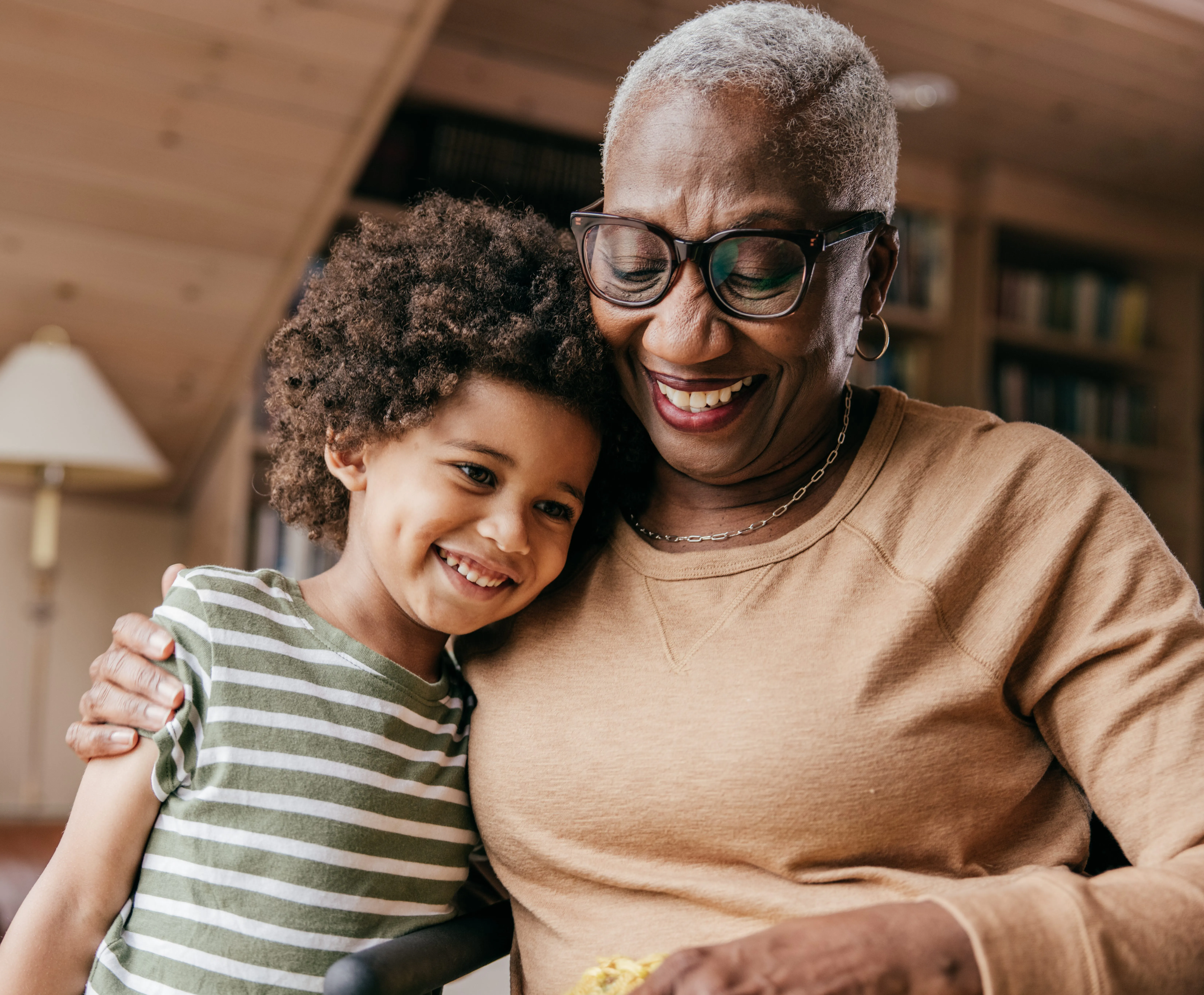 grandmother and grandchild hugging